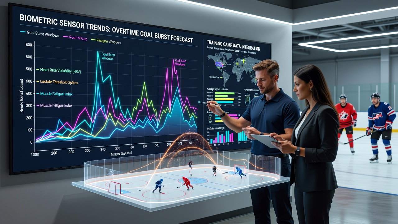 Graph showing biometric data trends correlated with overtime performance in hockey