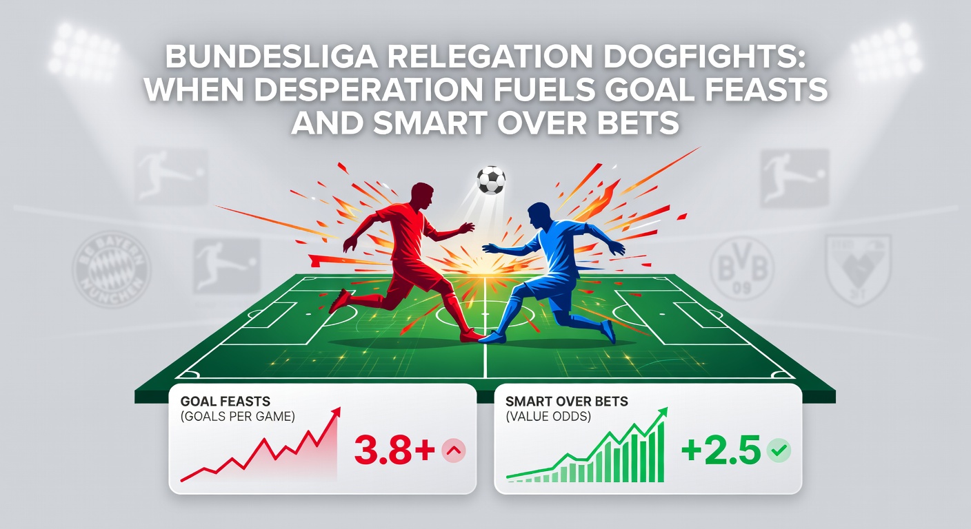 Close-up of a Bundesliga player celebrating a dramatic equalizer during a relegation thriller, crowd roaring in the background