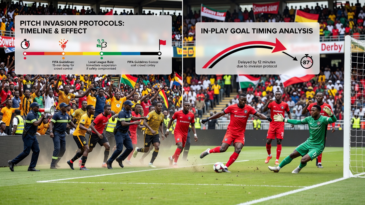 Fans entering the pitch during a tense African league derby match