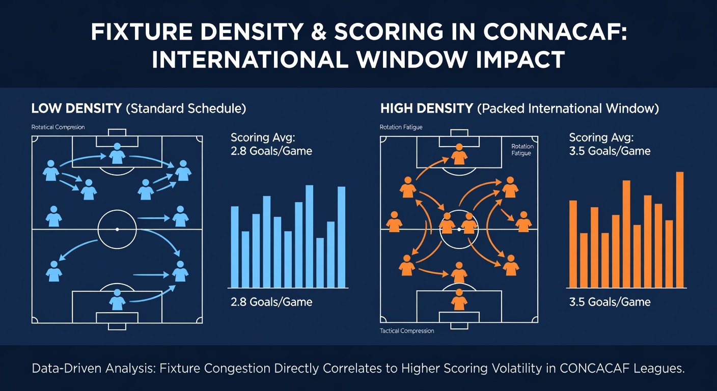 CONCACAF league match during an international window showing squad rotation and player fatigue impacts