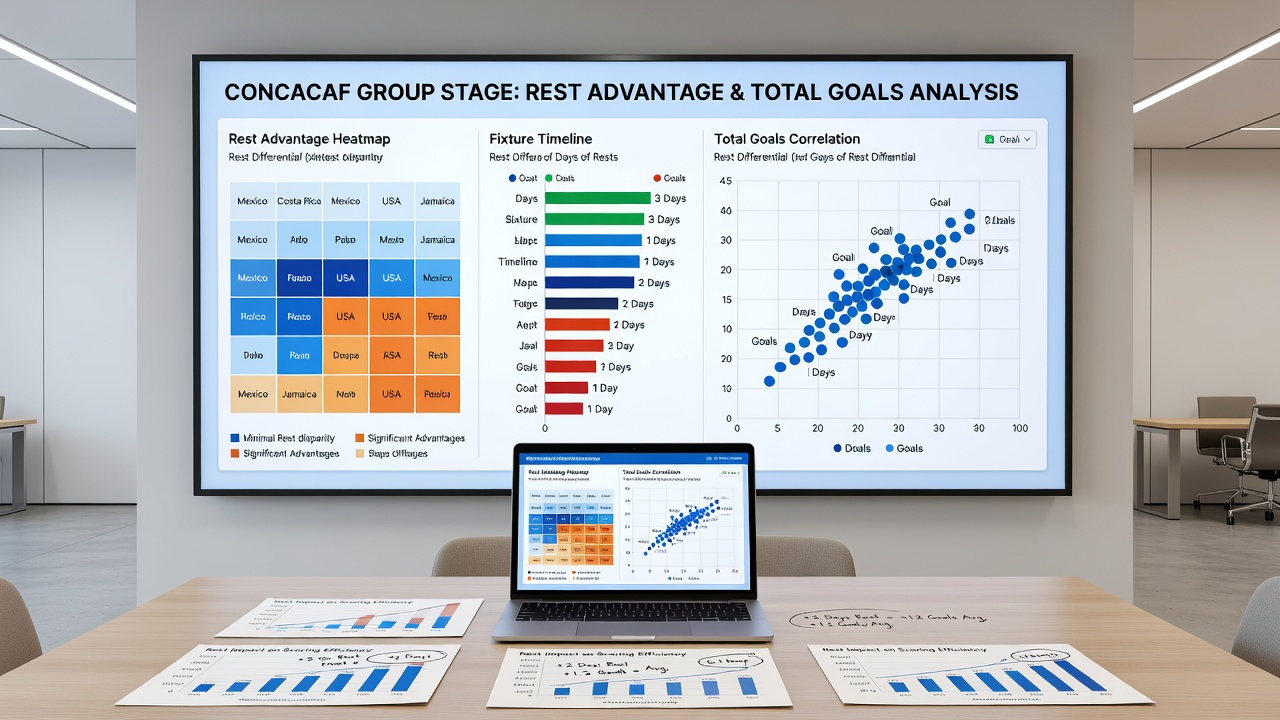 Data visualization of rest days versus average goals in CONCACAF group fixtures