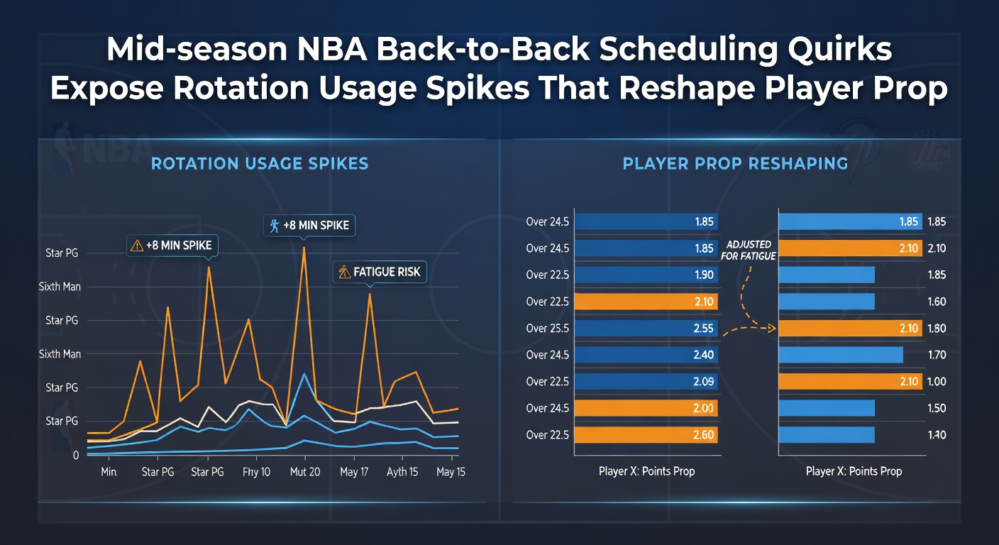 Analytics dashboard showing NBA player usage rates during back-to-back games
