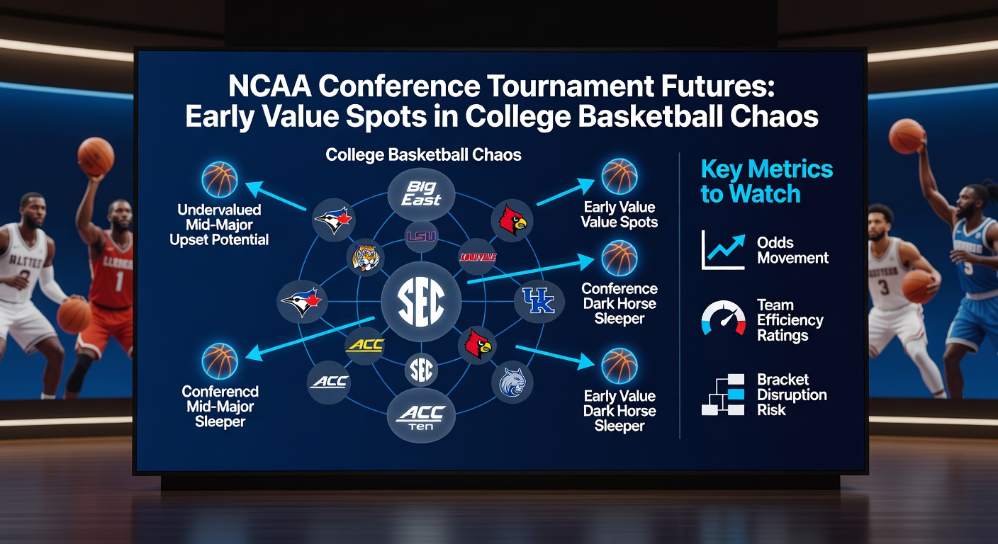 Close-up of a buzzer-beater three-pointer in overtime during an NCAA conference semifinal, with fans erupting in the background amid confetti hints of victory