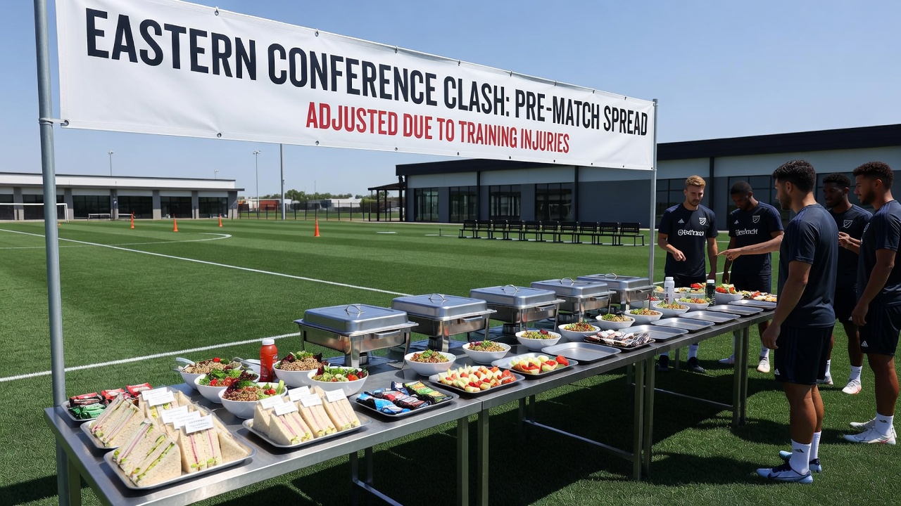 Close-up of an MLS Eastern Conference training field showing medical staff attending to a player
